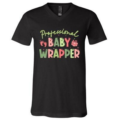 APDL Professional Baby Wrapper Funny Christmas NICU Nurse V-Neck T-Shirt