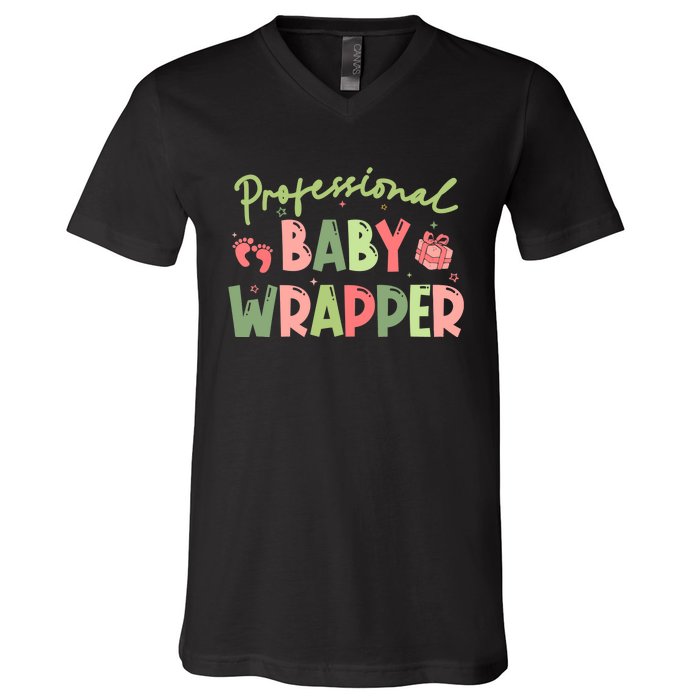 APDL Professional Baby Wrapper Funny Christmas NICU Nurse V-Neck T-Shirt