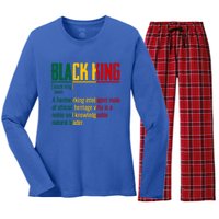 African Pride Black History Month Black King Definition Gift Women's Long Sleeve Flannel Pajama Set 