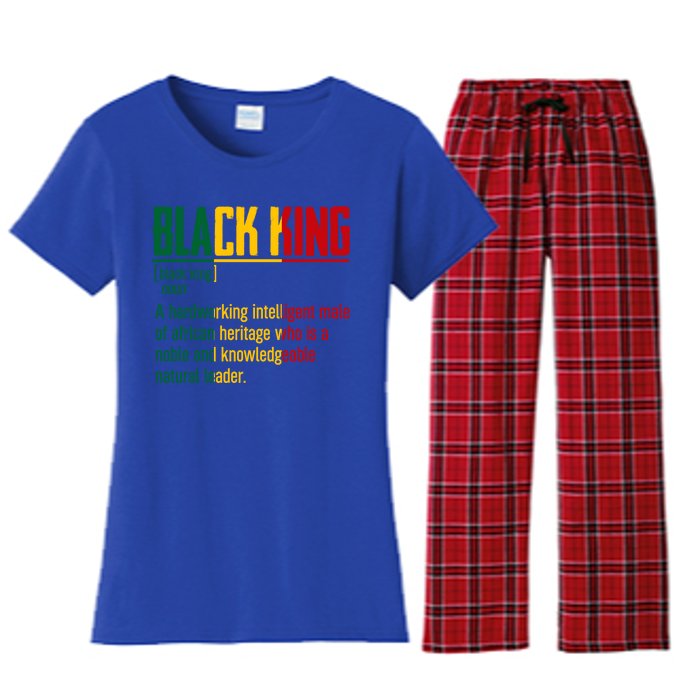 African Pride Black History Month Black King Definition Gift Women's Flannel Pajama Set