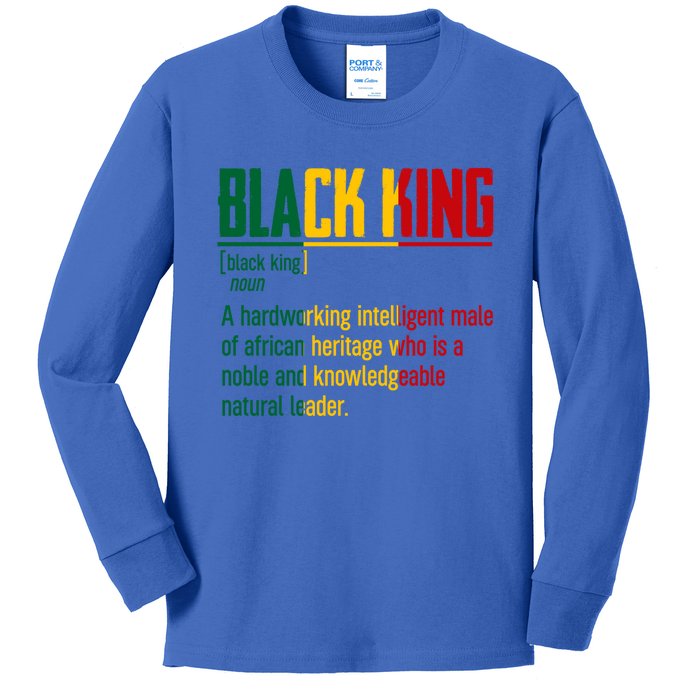 African Pride Black History Month Black King Definition Gift Kids Long Sleeve Shirt