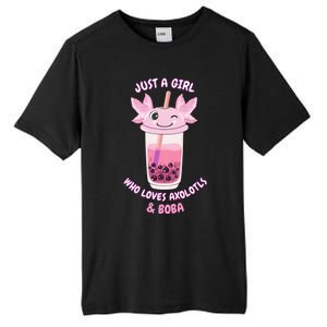 Axolotl Pink Bubble Tea Boba Just A Who Loves Axolotls Great Gift Tall Fusion ChromaSoft Performance T-Shirt