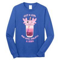 Axolotl Pink Bubble Tea Boba Just A Who Loves Axolotls Great Gift Long Sleeve Shirt