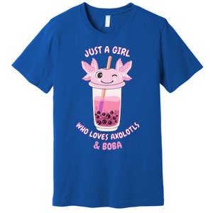 Axolotl Pink Bubble Tea Boba Just A Who Loves Axolotls Great Gift Premium T-Shirt