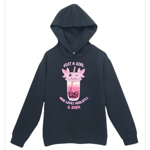 Axolotl Pink Bubble Tea Boba Just A Who Loves Axolotls Great Gift Urban Pullover Hoodie