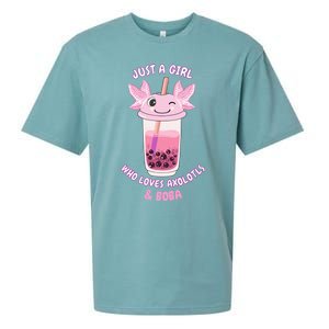 Axolotl Pink Bubble Tea Boba Just A Who Loves Axolotls Great Gift Sueded Cloud Jersey T-Shirt