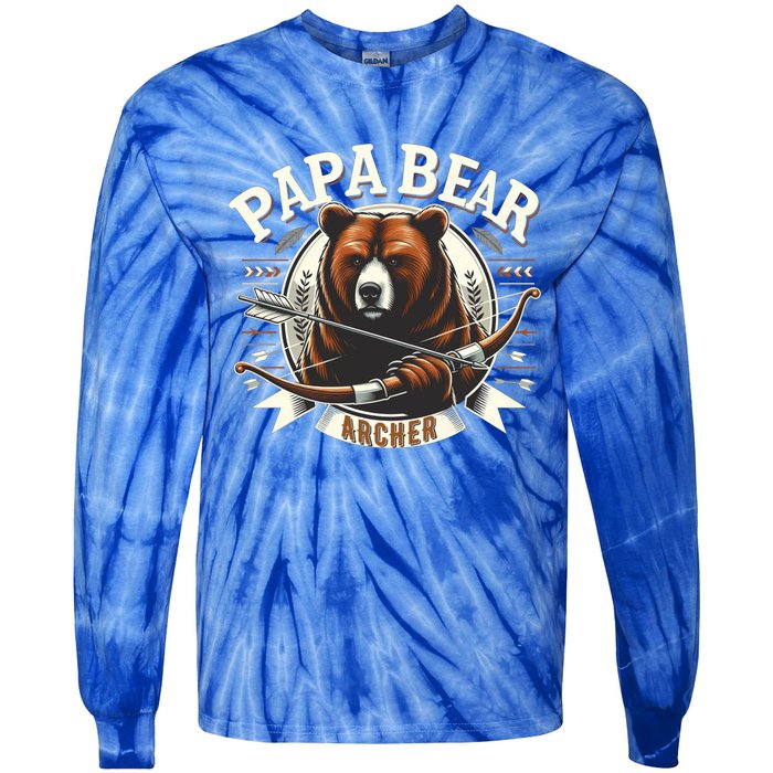 Archery Papa Bear Great Gift Archer Papa Bear Dad FatherS Day Meaningful Gift Tie-Dye Long Sleeve Shirt