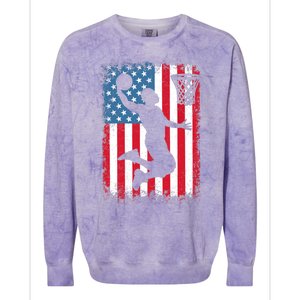 American Patriotic Basketball 4th Of July US Flag Boy Colorblast Crewneck Sweatshirt