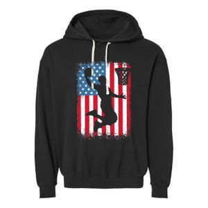 American Patriotic Basketball 4th Of July US Flag Boy Garment-Dyed Fleece Hoodie