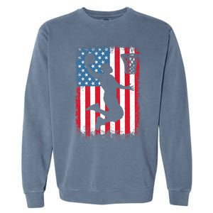 American Patriotic Basketball 4th Of July US Flag Boy Garment-Dyed Sweatshirt