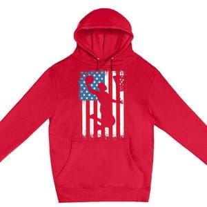 American Patriotic Basketball 4th Of July US Flag Boy Premium Pullover Hoodie