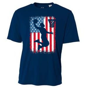 American Patriotic Basketball 4th Of July US Flag Boy Cooling Performance Crew T-Shirt