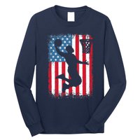 American Patriotic Basketball 4th Of July US Flag Boy Long Sleeve Shirt