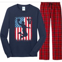 American Patriotic Basketball 4th Of July US Flag Boy Long Sleeve Pajama Set