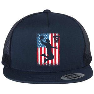 American Patriotic Basketball 4th Of July US Flag Boy Flat Bill Trucker Hat