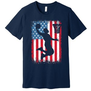 American Patriotic Basketball 4th Of July US Flag Boy Premium T-Shirt