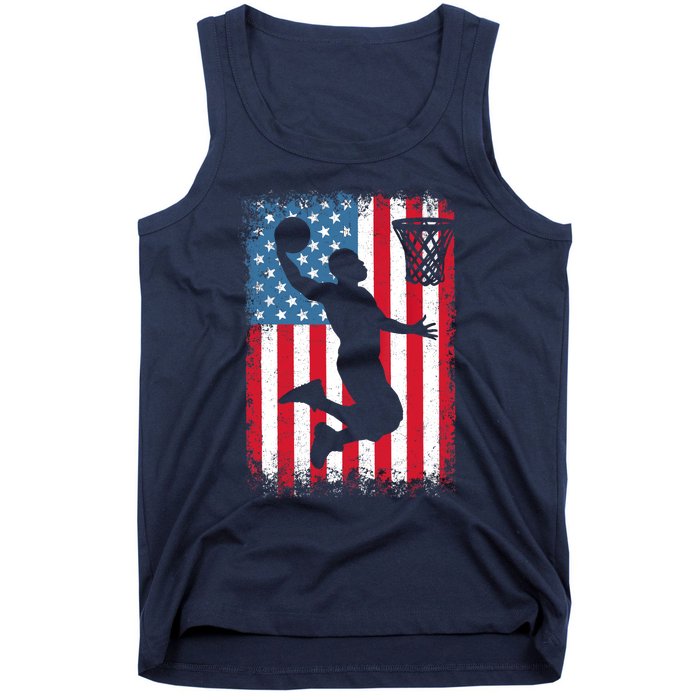 American Patriotic Basketball 4th Of July US Flag Boy Tank Top