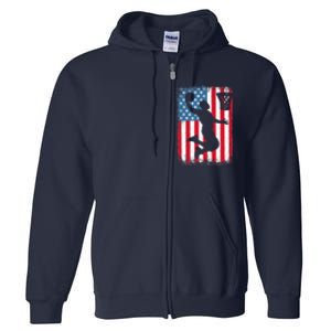 American Patriotic Basketball 4th Of July US Flag Boy Full Zip Hoodie