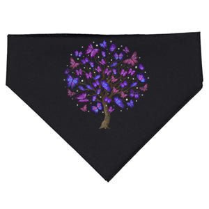 Animal Purple Butterflies Tree Nature Butterfly USA-Made Doggie Bandana