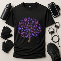 Animal Purple Butterflies Tree Nature Butterfly Cooling Performance Crew T-Shirt