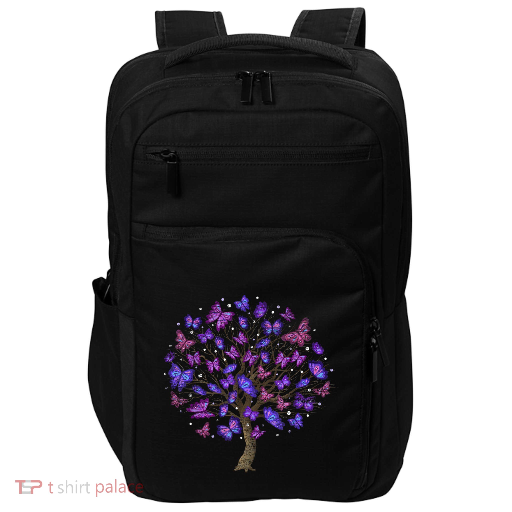 Animal Purple Butterflies Tree Nature Butterfly Impact Tech Backpack