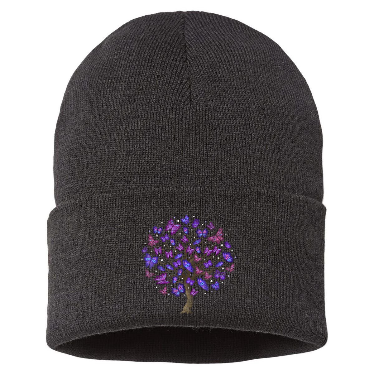 Animal Purple Butterflies Tree Nature Butterfly Sustainable Knit Beanie