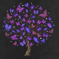 Animal Purple Butterflies Tree Nature Butterfly 25L Jumbo Tote