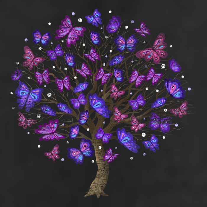 Animal Purple Butterflies Tree Nature Butterfly 25L Jumbo Tote