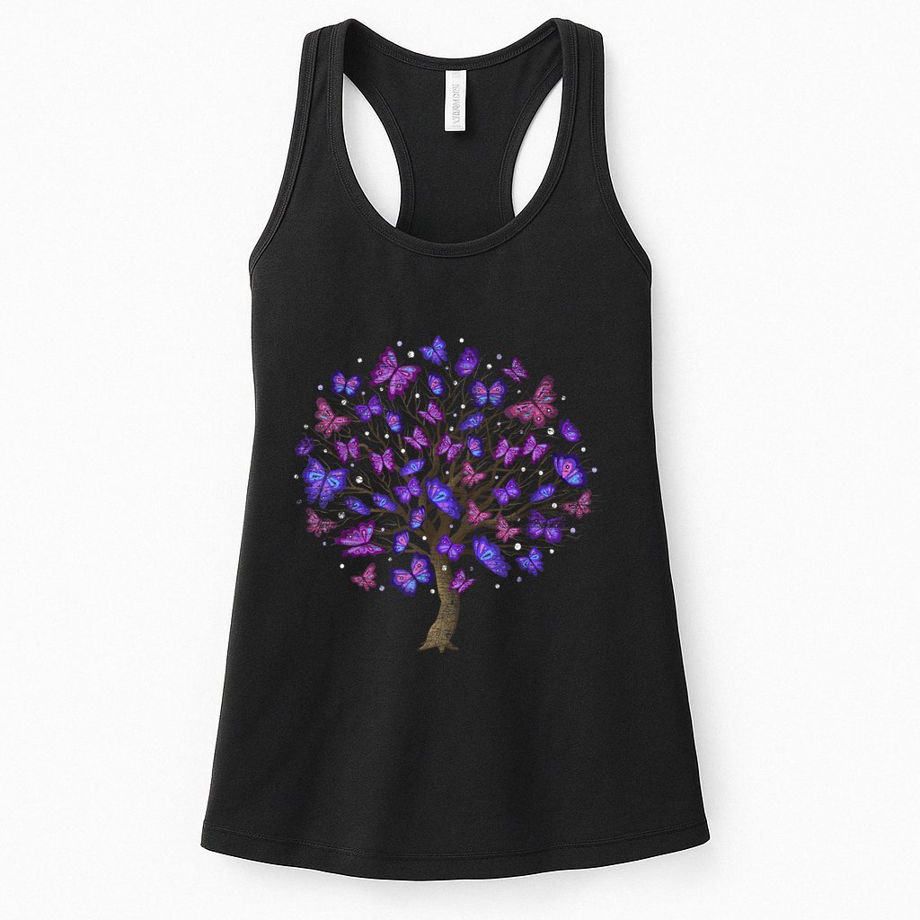 Animal Purple Butterflies Tree Nature Butterfly Womens Tank Top