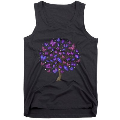 Animal Purple Butterflies Tree Nature Butterfly Tank Top
