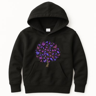 Animal Purple Butterflies Tree Nature Butterfly Kids Hoodie