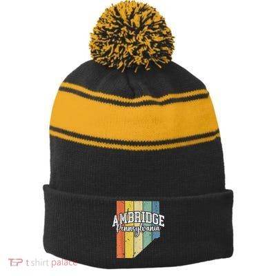 Ambridge Pennsylvania Bridger Pride 15003 Beaver County Stripe Pom Pom Beanie