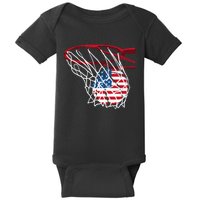 American Patriotic Basketball 4th Of July US Flag Baby Bodysuit