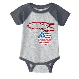 American Patriotic Basketball 4th Of July US Flag Infant Baby Jersey Bodysuit