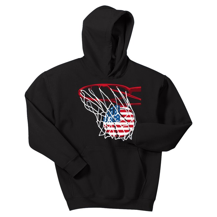 American Patriotic Basketball 4th Of July US Flag Kids Hoodie