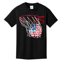 American Patriotic Basketball 4th Of July US Flag Kids T-Shirt