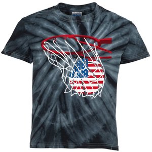 American Patriotic Basketball 4th Of July US Flag Kids Tie-Dye T-Shirt