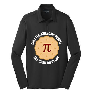 Awesome People Born On Pi Day Birthday March 14th Pi Day Meaningful Gift Silk Touch Performance Long Sleeve Polo