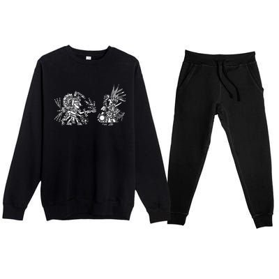 Aztec People Civilization Mask Mexico Face Ethnic Maya Gift Premium Crewneck Sweatsuit Set