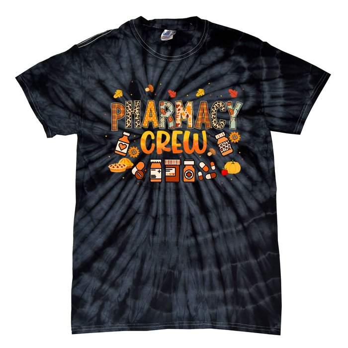 Autumn Pharmacy Crew Pharmacist Squad Fall Leaves Pumpkin Gift Tie-Dye T-Shirt