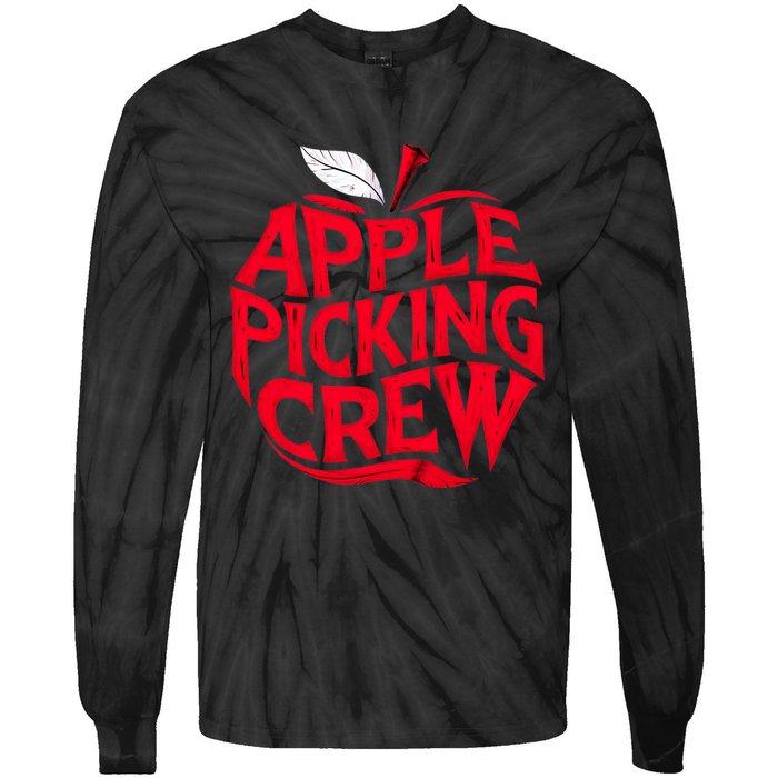 Apple Picking Crew Funny Orchard Harvest Season Fall Autumn Tie-Dye Long Sleeve Shirt