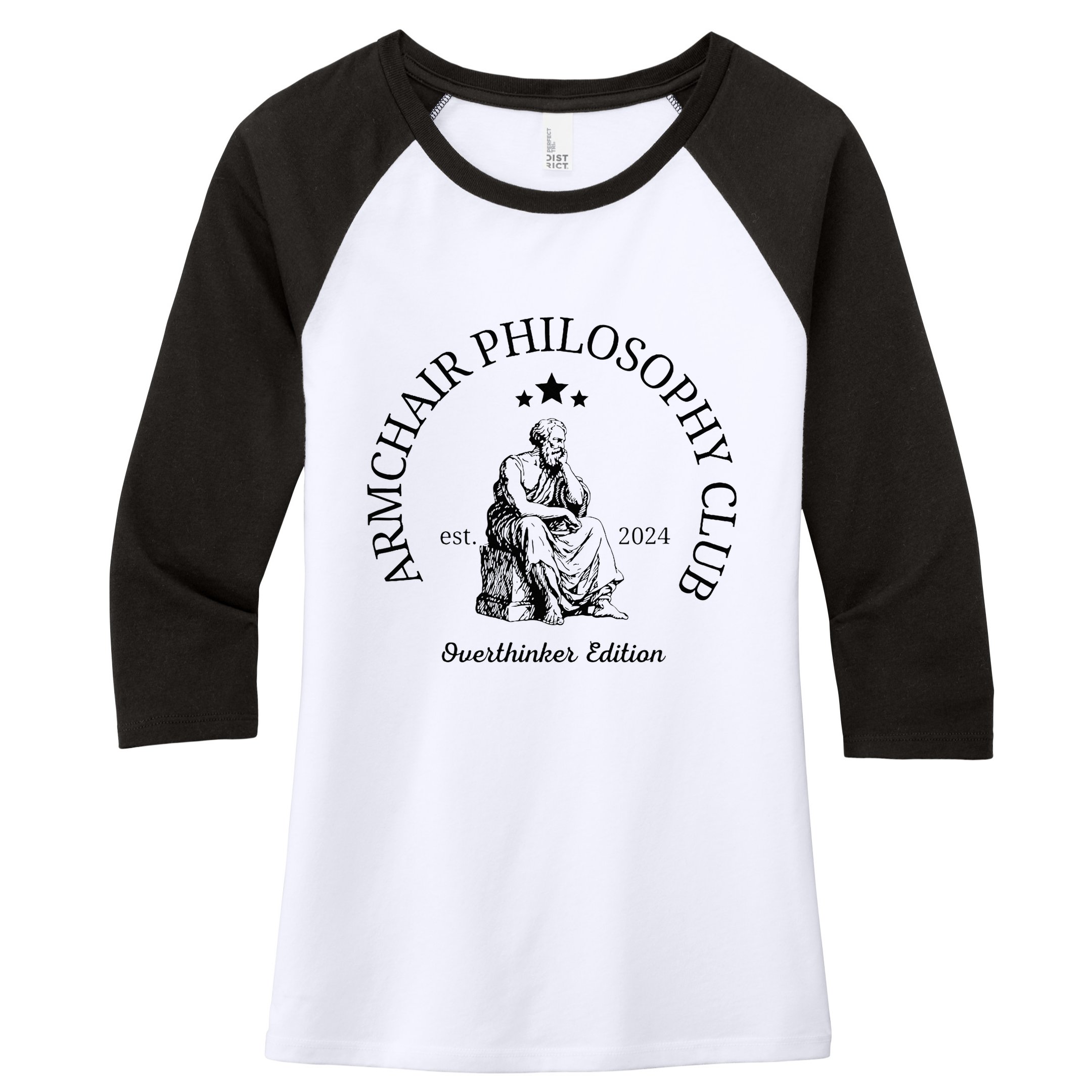 Armchair Philosophy Club Women's Tri-Blend 3/4-Sleeve Raglan Shirt
