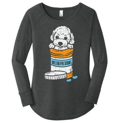 Antidepressant Poodle Cute Animal Pet Dog Lover Owner Gift Women's Perfect Tri Tunic Long Sleeve Shirt