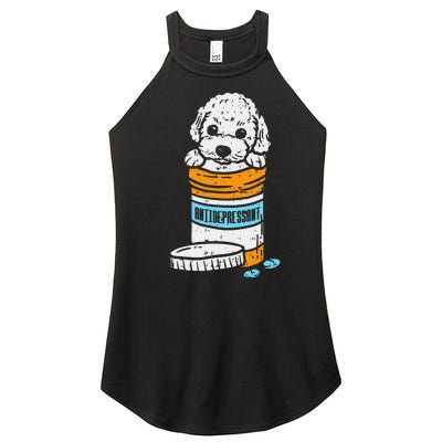 Antidepressant Poodle Cute Animal Pet Dog Lover Owner Gift Women’s Perfect Tri Rocker Tank