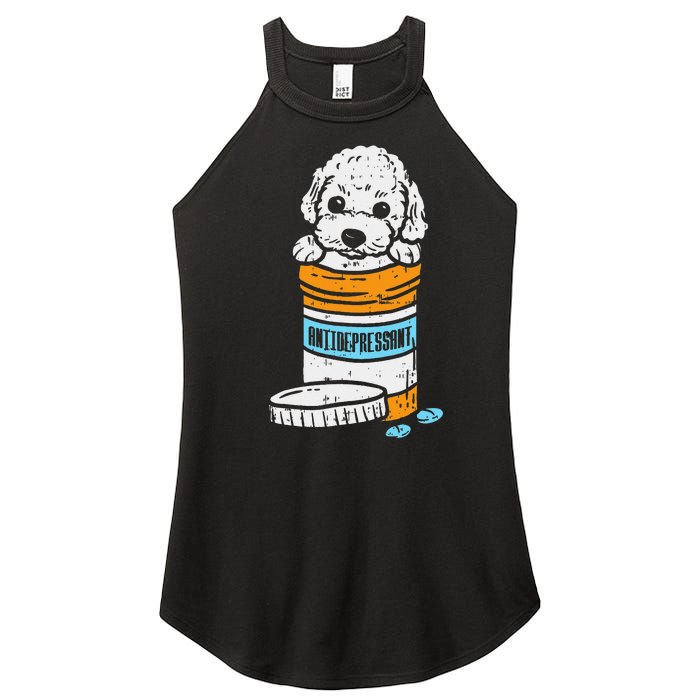 Antidepressant Poodle Cute Animal Pet Dog Lover Owner Gift Women’s Perfect Tri Rocker Tank