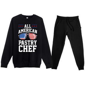 Allamerican Pastry Chef 4th Of July Patriotic American Flag Gift Premium Crewneck Sweatsuit Set