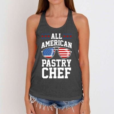 Allamerican Pastry Chef 4th Of July Patriotic American Flag Gift Women's Knotted Racerback Tank