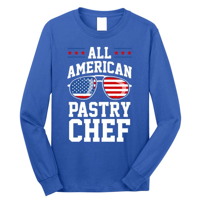 Allamerican Pastry Chef 4th Of July Patriotic American Flag Gift Long Sleeve Shirt