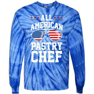 Allamerican Pastry Chef 4th Of July Patriotic American Flag Gift Tie-Dye Long Sleeve Shirt