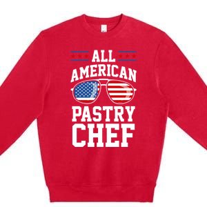 Allamerican Pastry Chef 4th Of July Patriotic American Flag Gift Premium Crewneck Sweatshirt